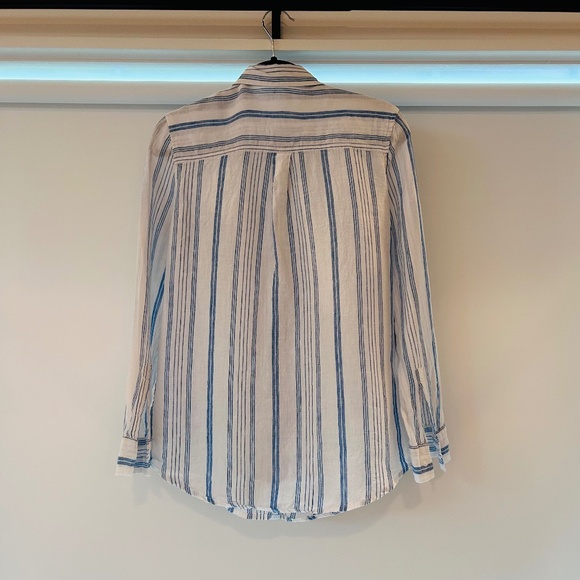 GAP Linen Boyfriend Striped Botton-up Shirt - Picture 2 of 3